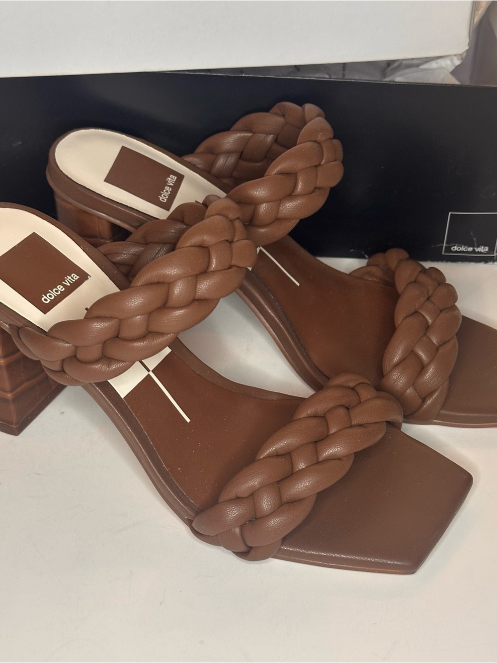 Dolce Vita W’s 6 Paily Espresso Stella Braided Open Toe Chunky Sandal Heels NEW